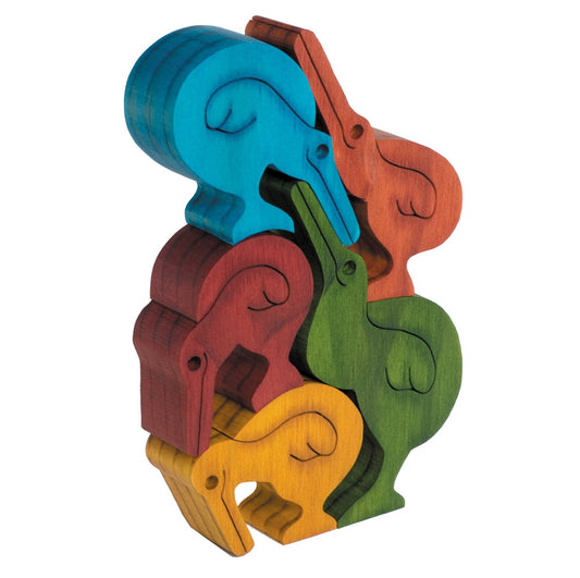 Balancing Kiwi - Coloured Wood Finish