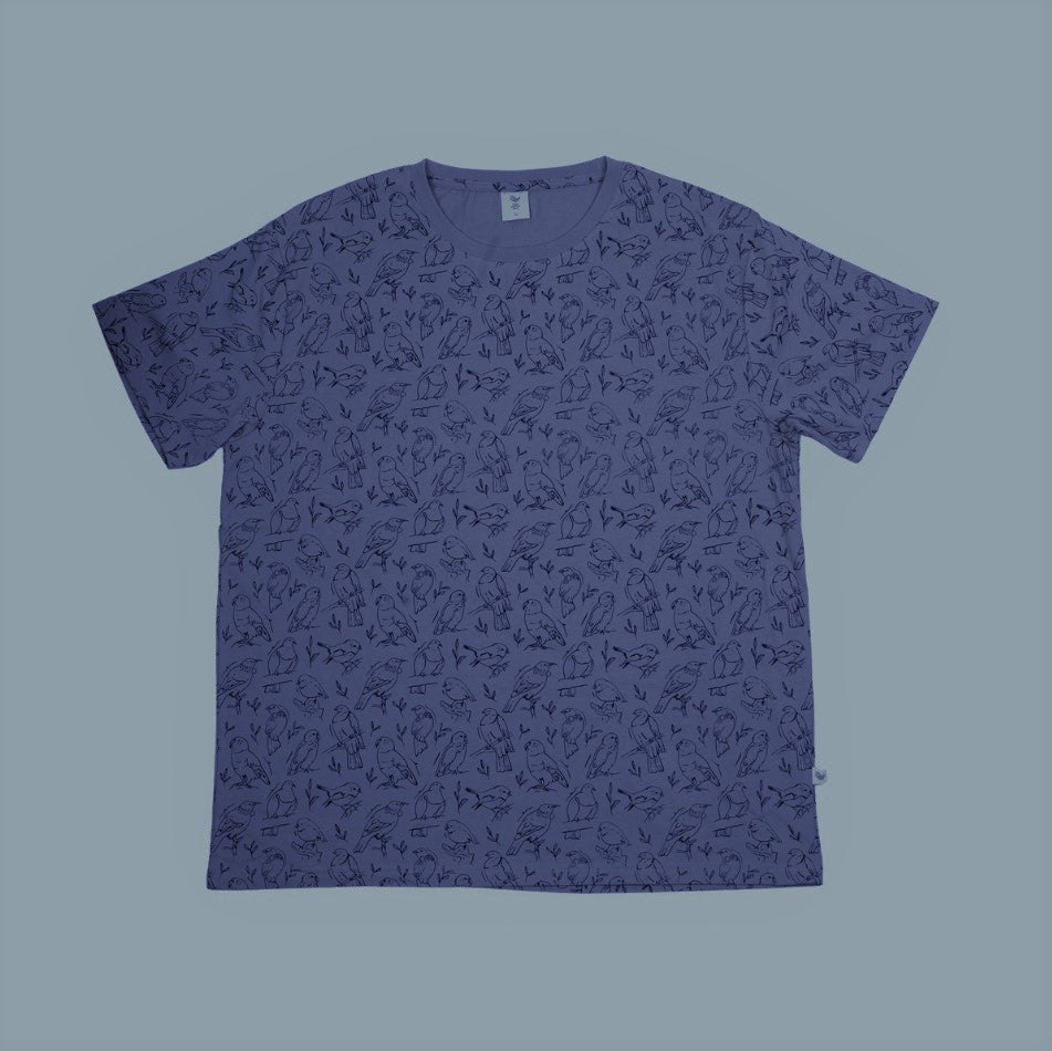 New Zealand Native Birds Tee - Dark Blue