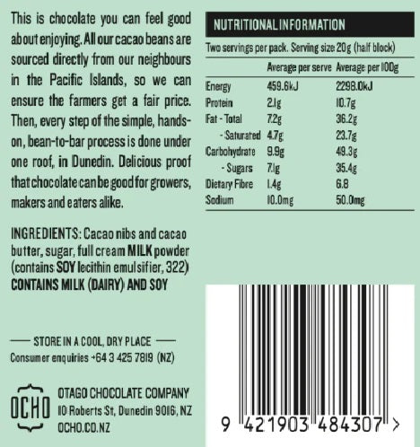 Ocho Milk Chocolate 40g