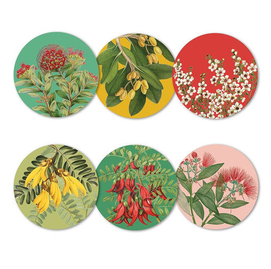 Coaster Set of 6 - Native Botanicals