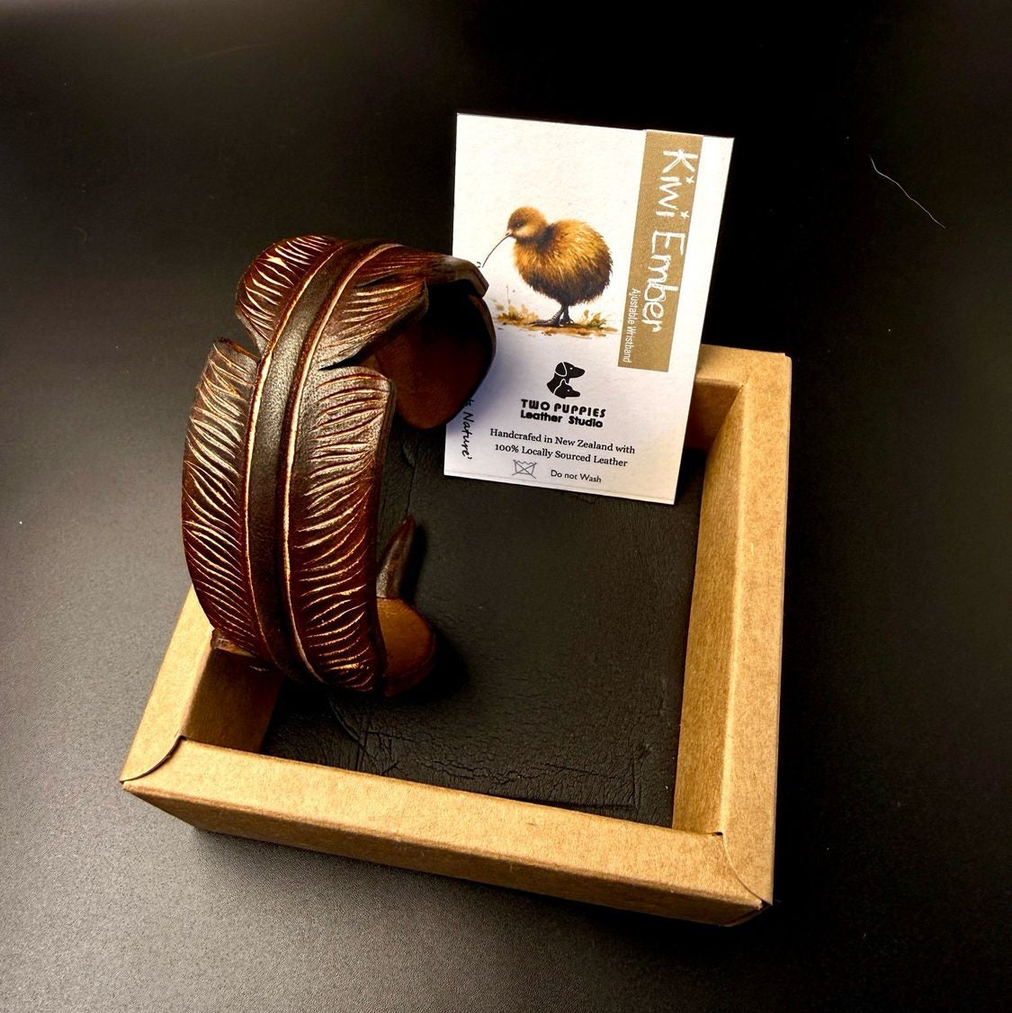 Leather Feather Cuff Bracelet