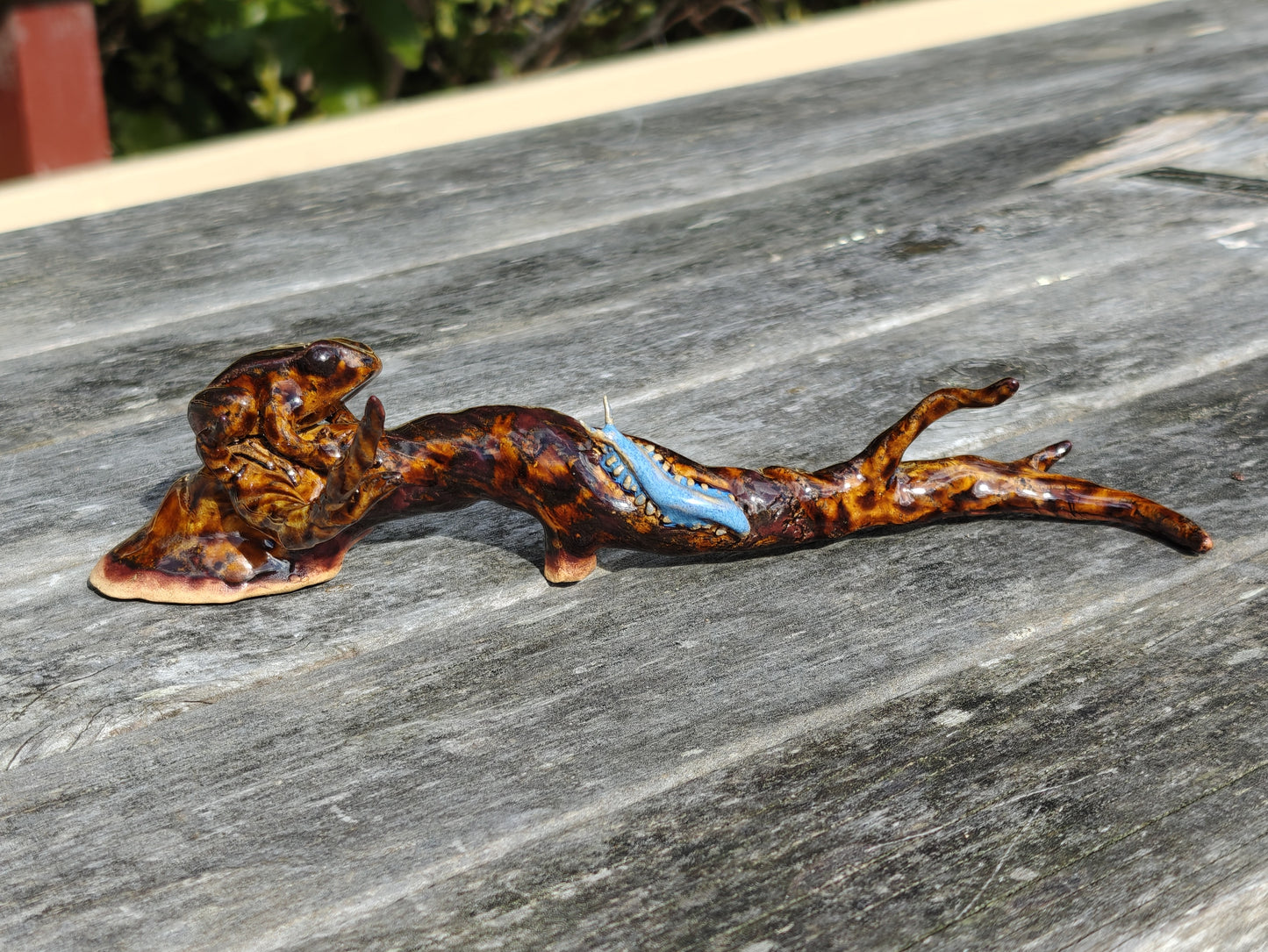 Ruth Corkill Ceramic Pepeketua on a Branch w/ Peripatus