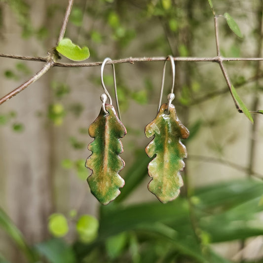 Foliaceous Copper and Enamel Earrings