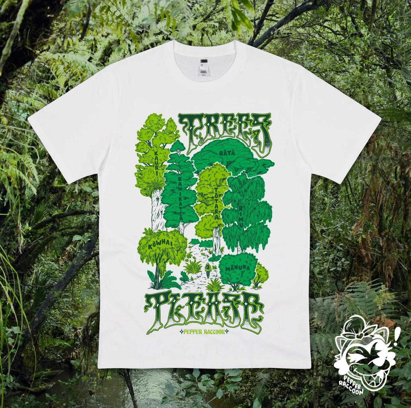 Pepper Raccoon Trees Please Tee