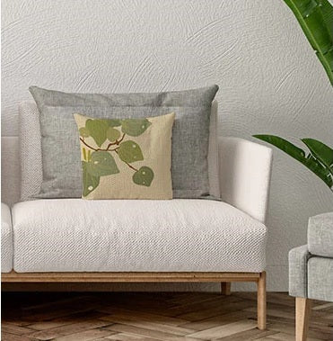Linen Cushion - Raw Kawakawa