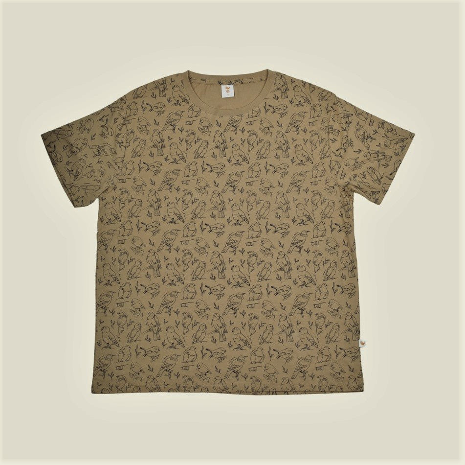 New Zealand Native Birds Tee - Nutmeg Brown