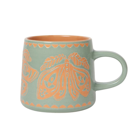 Moth Stoneware Mug - Green