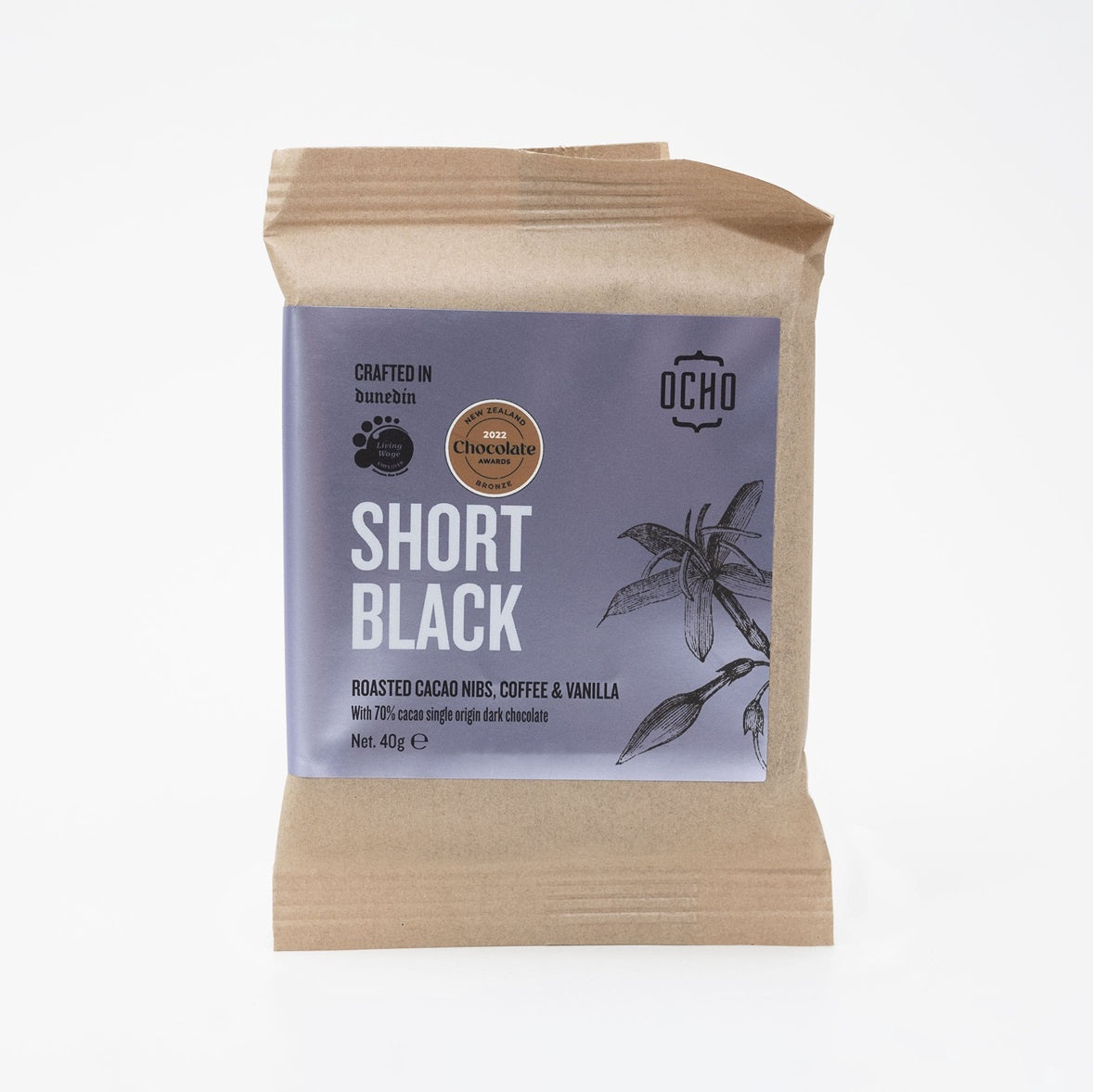 Ocho Short Black Chocolate 40g