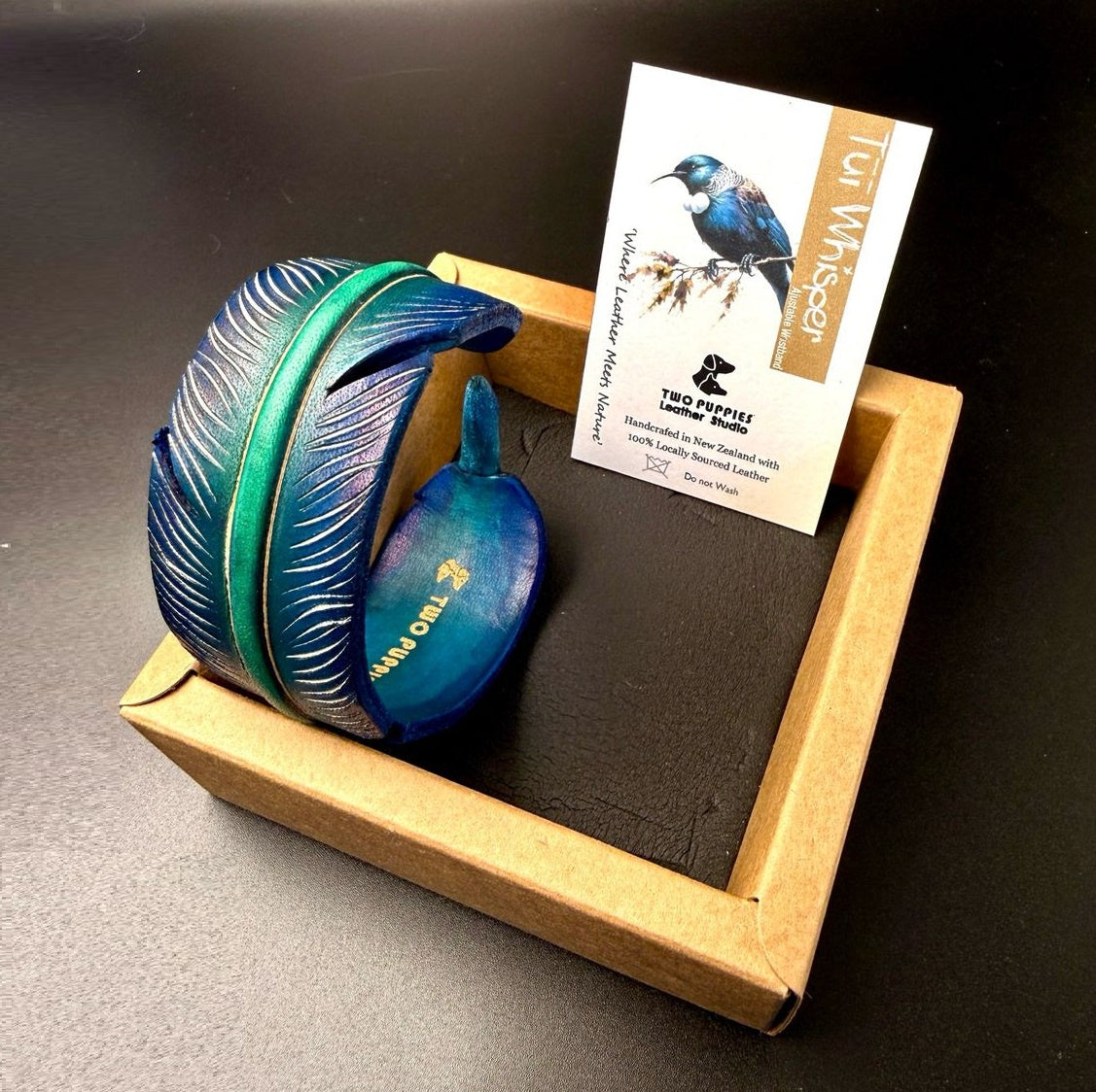 Leather Feather Cuff Bracelet