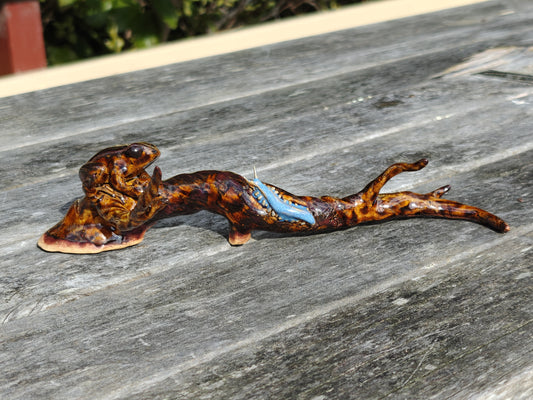 Ruth Corkill Ceramic Pepeketua on a Branch w/ Peripatus