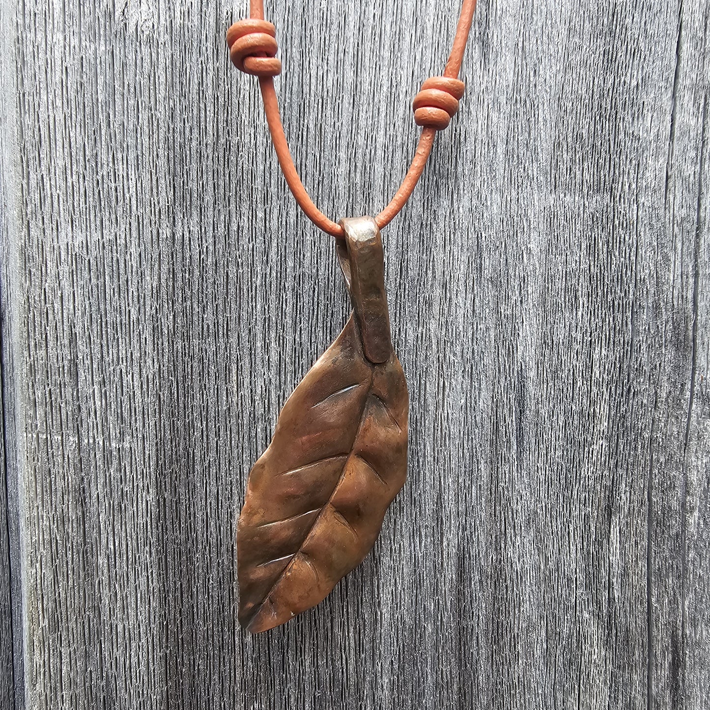 Foliaceous Copper and Enamel Necklace