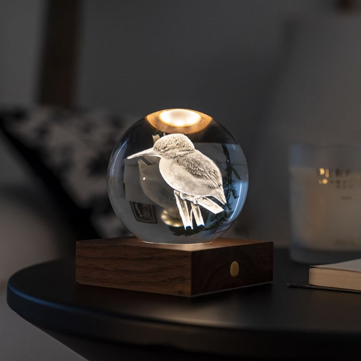 Glass Globe Lamp - Kōtare / Kingfisher