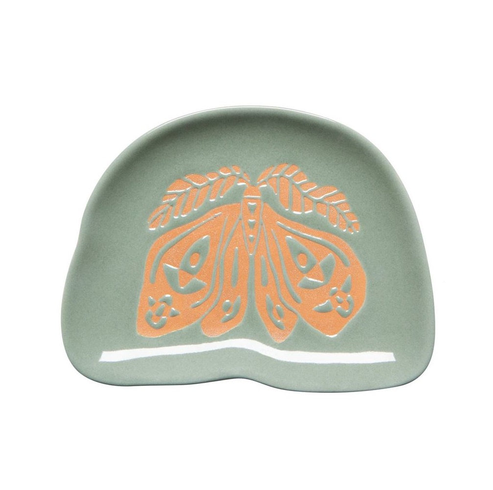 Moth Stoneware Plate - Green