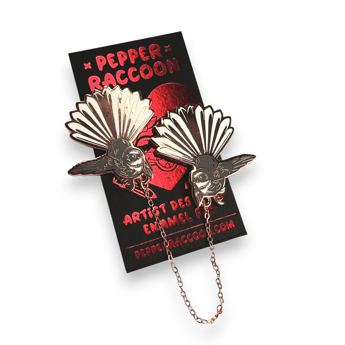 Pepper Raccoon Enamel Pins