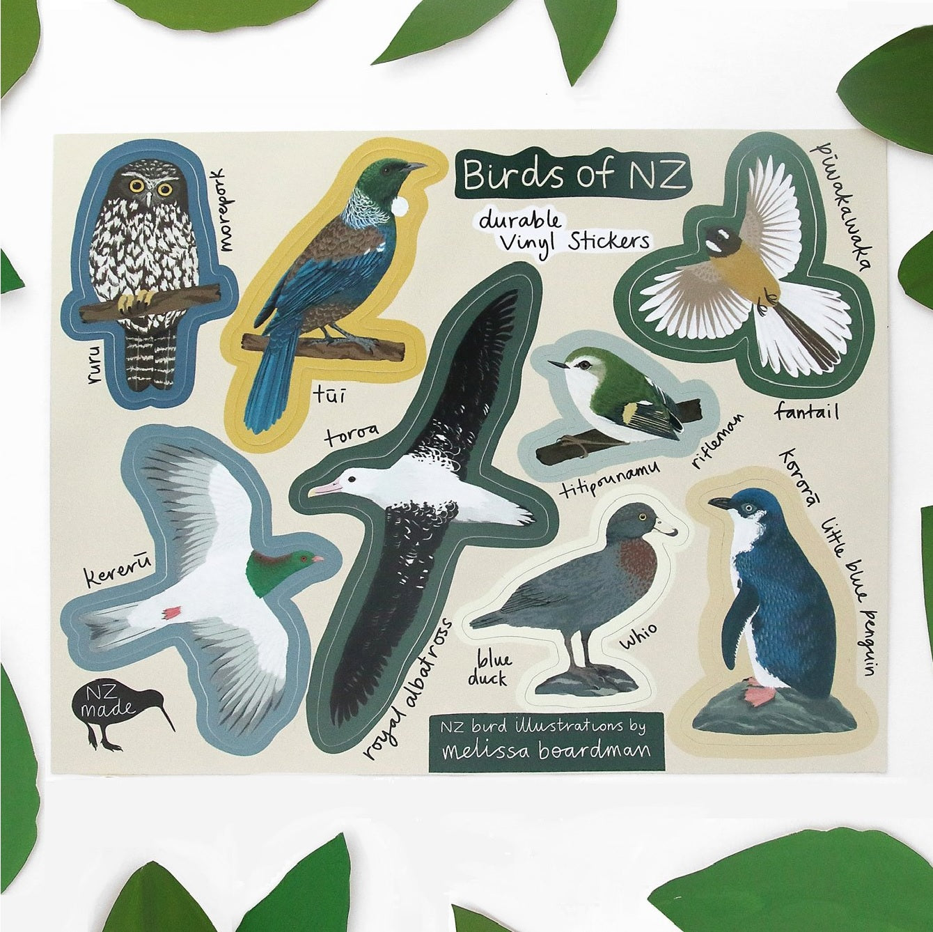 Melissa Boardman NZ Birds Sticker Pack