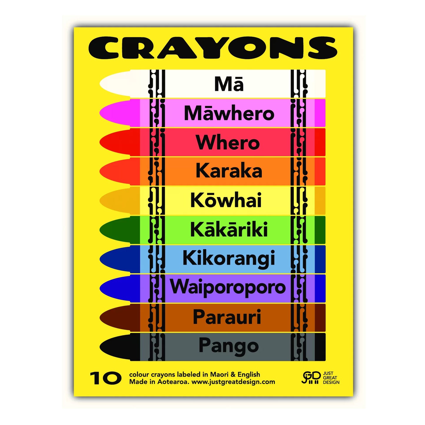 Te Reo Crayons 10 Pack