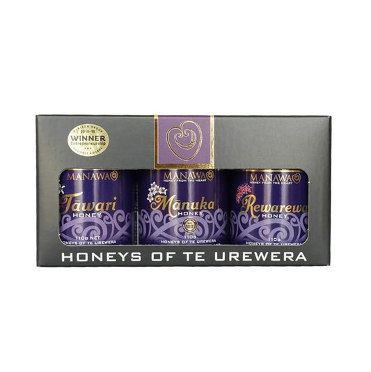 Manawa Honey Gift Pack - Mānuka, Tāwari, Rewarewa